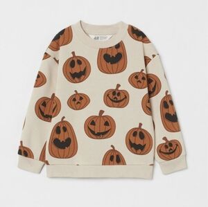 H&M Pumpkin Sweatshirt Kids Boys 3-4TJack O Latern Halloween Fall Crew Neck